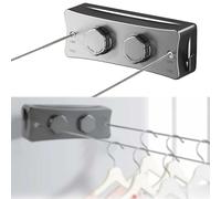 Tendedero Extensible de Pared de 5,1 m, tendedero Invisible, Montaje en Pared, tendedero retráctil, Ajuste con botón Giratorio, para balcón, lavandería (Negro)