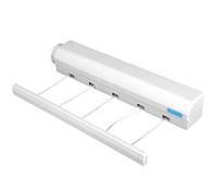 Tendedero Extensible de Pared, Tendedero Retractil Automático Pared Exterior con 5 Hilos Tendedero de Ropa Extensible hasta 3,75m para Interior y Exterior, Blanco