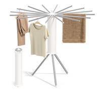 Tendedero Giratorio Extensible con Dieciséis Brazos Plateado