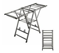 Tendedero Independiente, tendedero Plegable de 2 Niveles con alas de Gaviota Ajustables en Altura, tendedero Plegable de Aluminio para Ropa, Toallas y sábanas.