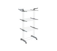 SONGMICS Tendedero, Plegable de 4 Niveles, Móvil, con Ruedas, Alas Plegables, 63,5 x 128 x 173 cm, Gran Capacidad, Montaje Fácil, Uso Interior y Exterior, Blanco LLR701W01
