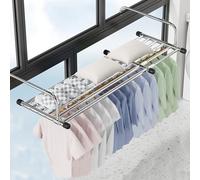 Tendedero Para Radiador, Ropa Plegable Tendedero Balcón De Acero Inoxidable, Tendedero Extensible，Tendedero Colgante，ropa Húmeda Secadora，Tendederos Para Balcón/Radiador/Pared ( Color : Silver , Size