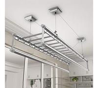 Tendedero para secadora de techo de 150 cm, tendedero de 4 barras, polea de aleación de aluminio para ropa de lavandería, solución para ahorrar espacio en el balcón