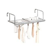 Tendedero Plegable de Balcón, Tendedero Extensible Para Balcón, Fabricado En Inoxidable, Fácil de Guardar, Para Colgar Calcetines Ropa En Balcón Baño, Secador de Ropa Telescópico Para Balcón(87-160cm)