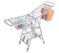 Tendedero Plegable de Metal 2 Alas, Ventilación de 360 °, Tendedero de Ropa de Aleación de Aluminio de Pie, Solución de Lavandería Ideal para Baño, Balcón, Dormitorio, Ahorra Espacio (1,8 metros)