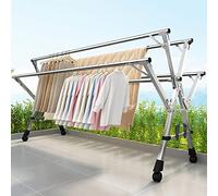 Tendedero Plegable Estante de secado de ropa de acero inoxidable, estante de secado de ropa portátil plegable que ahorra espacio, estante de secado móvil con 4 ruedas, para lavandería, baño, balcón,