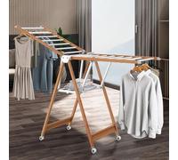 Tendedero Plegable Independiente, de aleación de Aluminio con alas de Gaviota Ajustables en Altura, Apto para Uso Interior y Exterior, con travesaño Robusto y Estable.