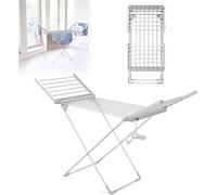 Tendedero Plegable para Ropa, tendedero eléctrico con 2 alas Laterales, tendedero eléctrico Plegable para Secadora, Soporte de Carga de 15 kg, tendedero con calefacción de pie, para Exteriores e INT