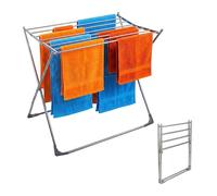 Tendedero Plegable Relaxdays, 8 Barras, 77 x 86 x 57 cm (AlxAnxFon), Acero Inoxidable, Compacto para Interior, Plateado