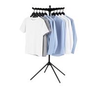 Tendedero Plegable Relaxdays, para 27 Perchas, Resistente hasta 15 kg, Alto x Profundidad: 143 x 56 cm, Negro.