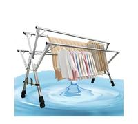 Tendedero plegable retráctil con ruedas, diseño de 5 varillas para un secado eficiente, ahorro de espacio, estante portátil de secado de ropa, ideal para uso doméstico y apartamento