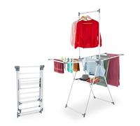 Relaxdays Tendedero plegable con barra para colgar blanco,gris