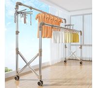 Tendedero Plegable Vertical, Tendedero De Ropa Acero Inoxidable, Ajustable Soporte para Colgar Ropa, Estante para Secado De Ropa, Fácil Montaje, para Lavadero, Interiores Y Exteriores ( Color : Silver