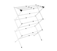 Tendedero Plegable Vertical y Extensible de 43 a 75 cm. 6 Niveles 11 Barras, Ligero, Robusto y Estable, metálico. Gran Capacidad de Ropa. Ahorra Espacio. Interior y Exterior. Blanco.