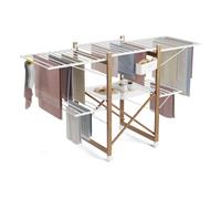 Newlux - Tendedero Plegable con Alas 30m XXL Wood V35, 3 Niveles (176x61x104cm). Tenderete de Ropa Plegable con Ruedas, Accesorio para Ropa Delicada y Pinzas, Ganchos Laterales, Blanco