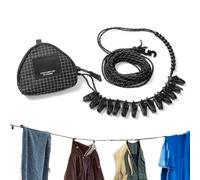 Tendedero portátil de 4,3 x 3,5 pulgadas, cuerda de lavado de viaje, cuerda de secado reflectante con clips, ropa de viaje portátil, cable resistente al viento para interior y exterior, senderismo