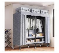 Tendedero portátil de metal móvil, armario resistente con cubierta y ruedas, ideal para colgar abrigos, vestidos y prendas, solución de almacenamiento portátil