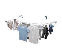 Tendedero Relaxdays para radiador y balcón, 15 m de Longitud de Secado, Colgante, Acero, Blanco/Azul