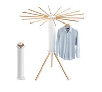 Tendedero Relaxdays, Plegable, 16 Varillas, 121 x 112 cm, balcón y Camping, de Madera, Blanco/Natural