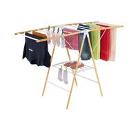 Relaxdays Tendedero, Plegable, 2 x Ancho x Fondo 100 x 148 x 56 cm, bambú y Metal, diseño Natural/Blanco