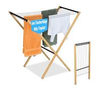 Tendedero Relaxdays, Plegable, 8 Varillas, 77 x 79 x 49 cm, bambú, Metal, Natural/Negro