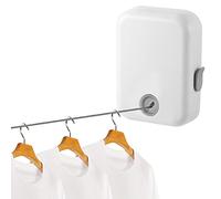 Tendedero Retractable, Cuerda Retráctil para Tender Ajustable de 4,3 M, Tendedero Invisible Endedero Extensible Acero Inoxidable Resistente para Interior y Exterior Ropa en Exteriores (Blanco)