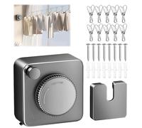 Tendedero Retractable, Línea para Secar Ropa Retractil - 4,2m Acero Inoxidable, Antideslizamiento, Montaje en Pared, para Interiores y Exteriores, Ideal para Baño y Balcón, con 10 Clips Anti-Viento