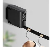 Tendedero retráctil, ajustable y extensible para interiores, montaje en pared, secado de ropa, tendedero invisible para baño, balcón, interior y exterior (negro)