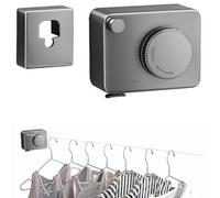 Tendedero Retráctil Pared, Cuerda de Lavandería Extensible de 4.28m, Cuerdas para Tender la Ropa, Línea de Lavado Ajustable, Acero Inoxidable, Autoadhesivo para Interiores, Exteriores, Balcón (Gris)