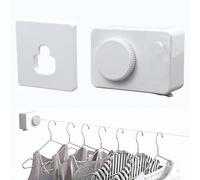 Tendedero Retráctil Pared, Cuerda de Lavandería Extensible de 4.28m, Cuerdas para Tender la Ropa, Línea de Lavado Ajustable, Acero Inoxidable, Autoadhesivo para Interiores, Exteriores, Balcón (Blanco)