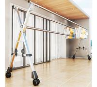 Tendedero vertical de acero inoxidable extensible y plegable para ahorrar espacio, con ruedas y soporte para zapatos, ajustable de 1,2 a 1,6 m