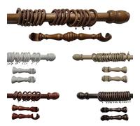 TENDEEVOLUTION Barra Cortina Madera 160 cm Diametro 35 mm, con Anillos, Soportes y Terminales, Riel Cortina en Madera Natural Daradera estilo clásico (Blanco, 180 CM MOVIMIENTO SIN CUERDA)