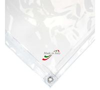 TENDEEVOLUTION Lona Impermeable Exterior en PVC Transparente con Ojales para Lonas Cada 50 cm, Borde Reforzado. Lona PVC Impermeable Exterior para terrazas, Balcones y pérgolas (2,60 x 2 m)