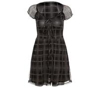 WEITING Tendencia de Moda Estilo Europeo y Americano Verano Mujer Delgado Plaid Cuello Cuadrado Vestido Mujer Vestidos Mujer-Negro,M