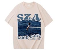 Tendencia Moda Camiseta Manga Corta Azul Marino Sza Camisa Good Days Graphic tee Sza Merch Sos Tour Algodón T. (Khaki,XL)