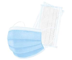 Tendencias de amor LT-50-PC Máscaras protectoras de polipropileno de 3 capas con ganchos de oreja, azul, 50 piezas