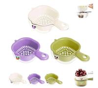 Tendency Draining Basket, Kitchen Dual-Layer Draining Basket with Handle, 2 in 1 Fruit Cleaning Bowl with Strainer Container, For Washing Various Fruits Vegetables, Wall Mount (ALL)