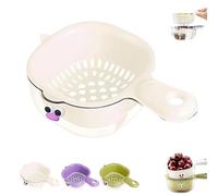 Tendency Draining Basket, Kitchen Dual-Layer Draining Basket with Handle, 2 in 1 Fruit Cleaning Bowl with Strainer Container, For Washing Various Fruits Vegetables, Wall Mount (White)
