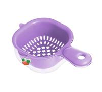 Tendency Kitchen Dual-Layer Draining Basket with Handle - Over Sink Colander for Veggie, Pasta & Fruit Washing | Food Grade Plastic Lock Design | Compact Space Saving (Purple+sticker)
