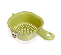 Tendency Kitchen Dual-Layer Draining Basket with Handle - Over Sink Colander for Veggie, Pasta & Fruit Washing | Food Grade Plastic Lock Design | Compact Space Saving (Green+sticker)