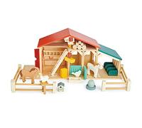 Tender Leaf Toys Juego de granja de madera, completo con animales de valla de patio y muchos accesorios, juego imaginativo para niños de 3 años