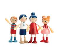 Tender Leaf Toys Muebles de Muñecas: Familia de Bombas 5x3,5x10,5, 4 Piezas, con Brazos y piernas Flexibles, en Madera, en Caja 16x4,7x26,7cm, 3+