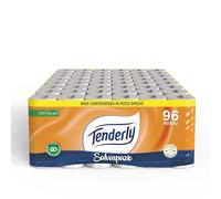 Tenderly Ahorro de espacio, 90 rollos de papel higiénico, 2 capas, 220 tiras por rollo, con extractos naturales de malva y caléndula, fabricado en Italia, dermatológicamente probado