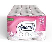 Tenderly, Papel higiénico, rosa, 72 rollos, limpieza eficaz, delicadamente perfumado, finamente decorado, dermatológicamente probado, fabricado en Italia, 811E35