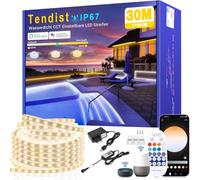 TENDIST Tira LED Exterior Impermeable Blanco Frio a Blanco Calido Regulable, Luz LED Compatibles con Alexa, LED Strip WiFi Smart Impermeable, 24v Tiras de LED Adhesiva para Cocina, Jardín (30M)