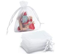 Tendwarm 100 bolsas de organza transparente de 3 x 4 pulgadas para fiestas, bodas, Navidad, festivales, bolsas de regalo con cordón