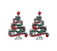TENDYCOCO 2 piezas creativas temáticas de Navidad Brestpin Fashion Cshristmas con forma de árbol adornos de vestido (plateado), 4,2 x 2,8 cm, metal