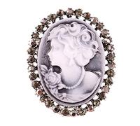 TENDYCOCO Broche de camafeo Broche Cristal Vintage para Mujeres niñas (Plata)