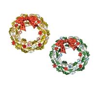 TENDYCOCO Tendycoco Broche de Navidad para mujer, 2 unidades, broches de guirnalda con diamantes de imitación, diseño de arco de aceite, alfileres de aleación para Navidad cumpleaños joyas