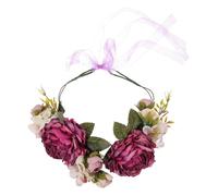 TENDYCOCO Tocado De Guirnalda Estilo Bohemio Diadema De Novia Con Velo Tocado De Boda Para Novia Tocado De Niña De Flores Artificiales Tocado De Novia Tocado Floral De Boda Tela